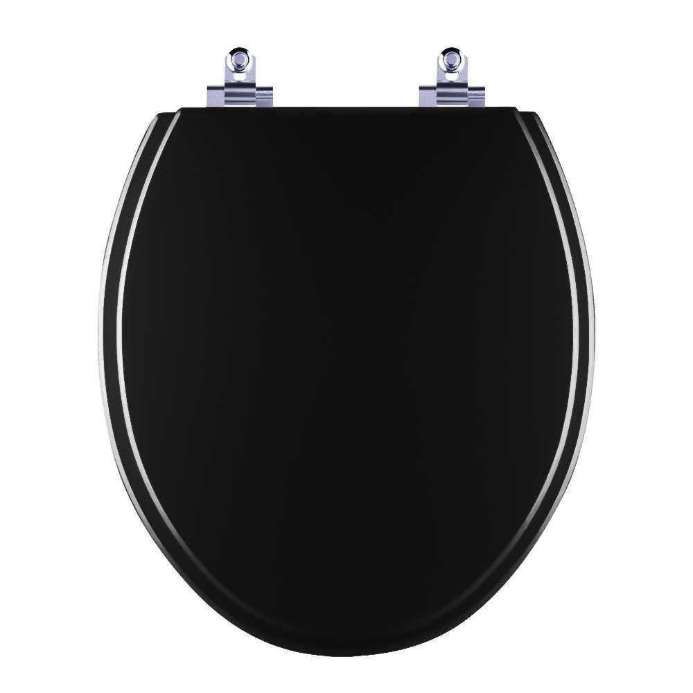 Assento Sanitário Laqueado Soft Close Spot Preto Para Vaso Deca - 1
