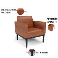 Kit 2 Poltronas Base De Madeira Fixa Preto Marisa Corano Nozes D03 - D\'rossi - 7