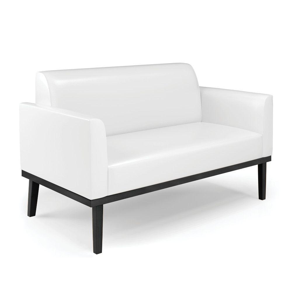 Sofá Namoradeira Com Poltrona Base De Madeira Fixa Preto Marisa Corano Branco D03 - D\'rossi - 1