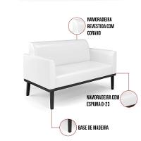 Sofá Namoradeira Com Poltrona Base De Madeira Fixa Preto Marisa Corano Branco D03 - D\'rossi - 2