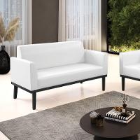 Sofá Namoradeira Com Poltrona Base De Madeira Fixa Preto Marisa Corano Branco D03 - D\'rossi