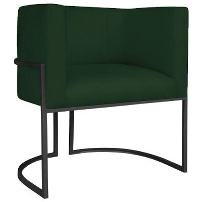 Poltrona Decorativa Luna Base De Ferro Preto Suede Cor Verde