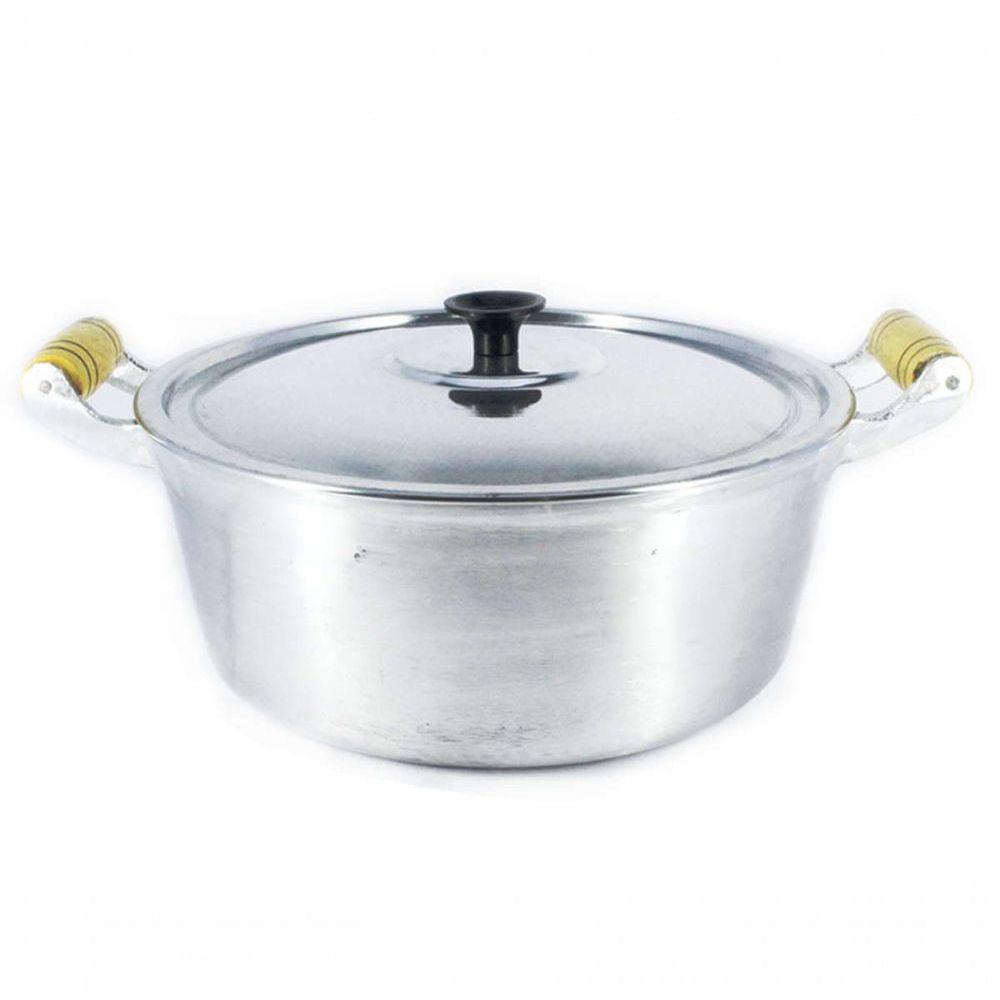 Caçarola Panela Reta Alumínio Polido Alça Madeira 18cm - 1