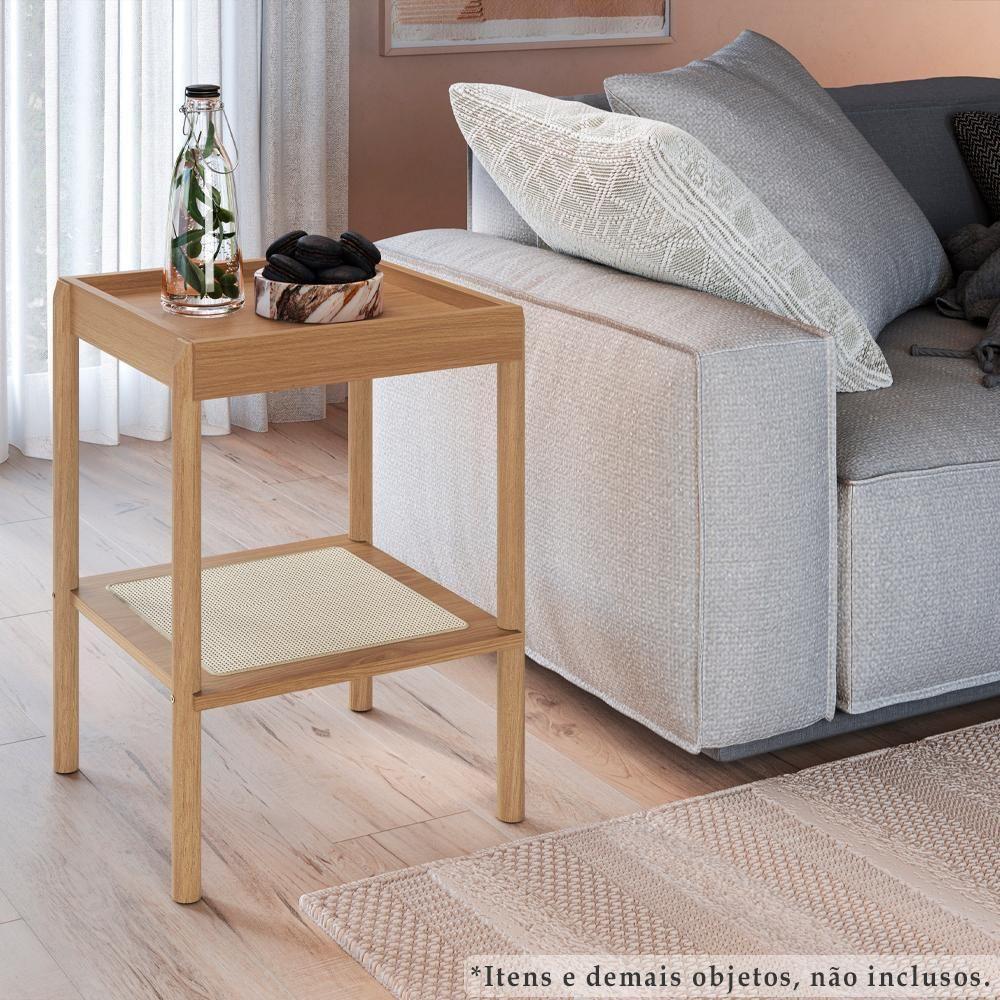 Mesa Lateral 58 Cm Pes Madeira Palhinha Oslo 27962 Hanover Artesano Hanover - 3
