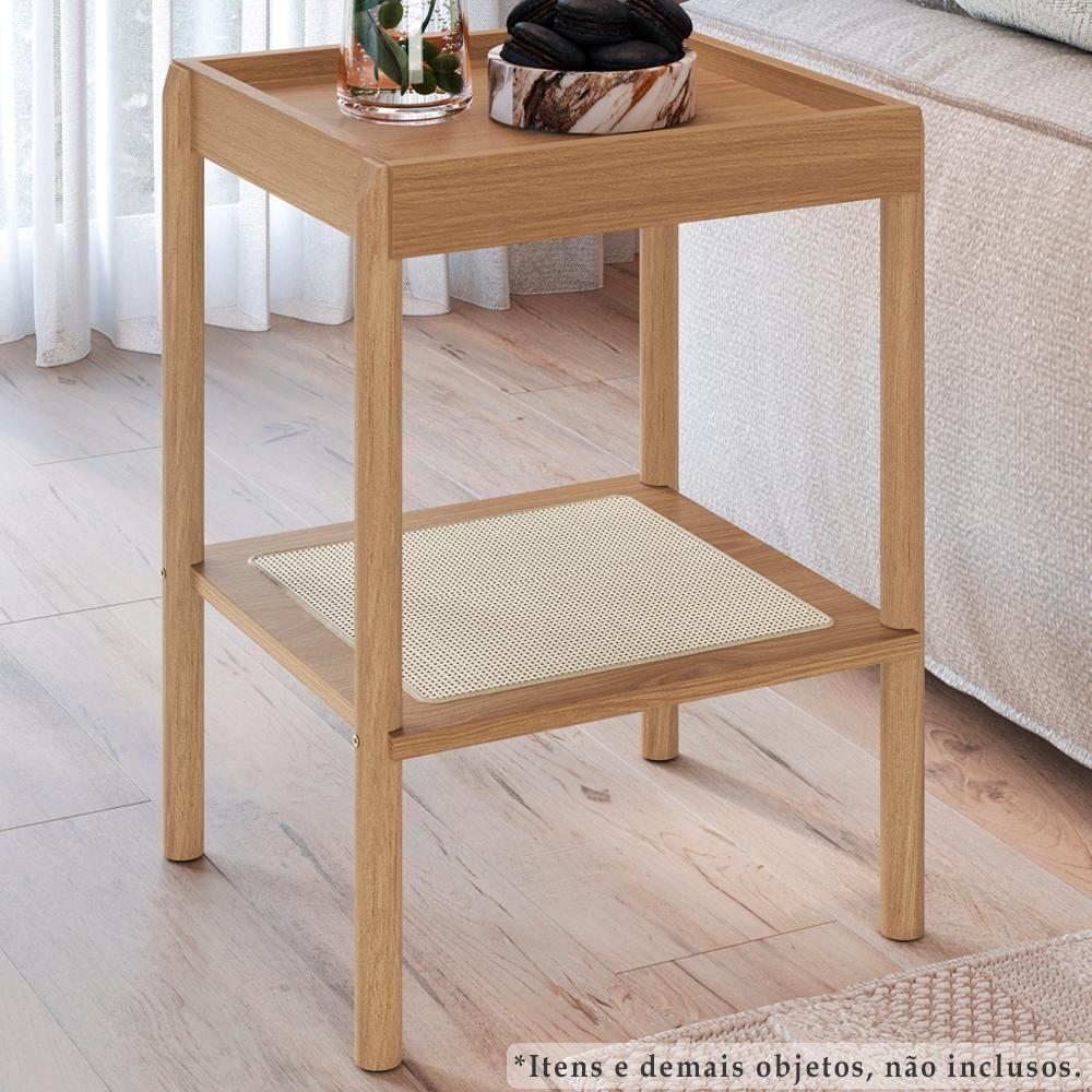 Mesa Lateral 58 Cm Pes Madeira Palhinha Oslo 27962 Hanover Artesano Hanover - 5