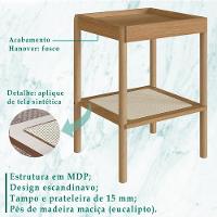 Mesa Lateral 58 Cm Pes Madeira Palhinha Oslo 27962 Hanover Artesano Hanover - 6