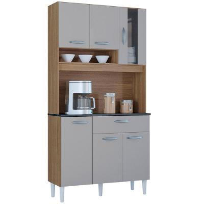 Kit Armario Cozinha 6 Portas 558 Damasco Off White Poqq Damasco Off White