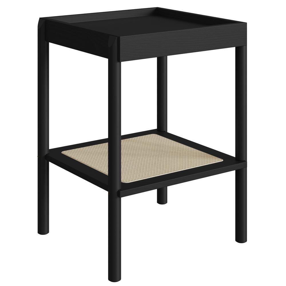 Mesa Lateral 58 Cm Pes Madeira Palhinha Oslo 27962 Nero Artesano Nero - 1