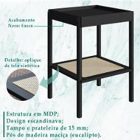 Mesa Lateral 58 Cm Pes Madeira Palhinha Oslo 27962 Nero Artesano Nero - 3