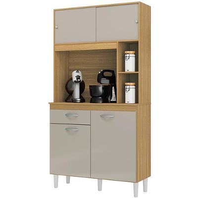 Kit Armario Cozinha 4 Portas 881 Damasco Off White Poqq Damasco Off White