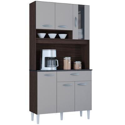 Kit Armario Cozinha 6 Portas 558 Chocolate Off White Poqq Chocolate Off White