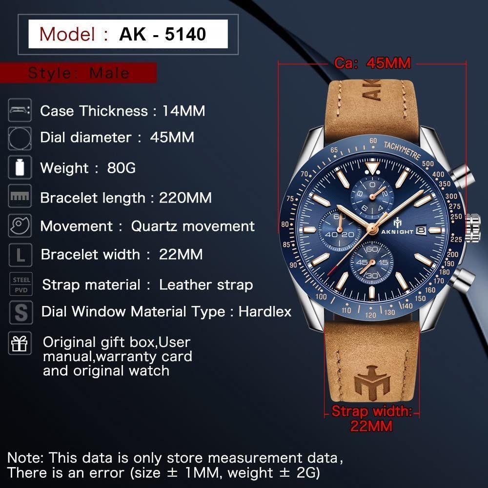 Relógio Analógico Cronógrafo Moderno Clássico Azul - 4