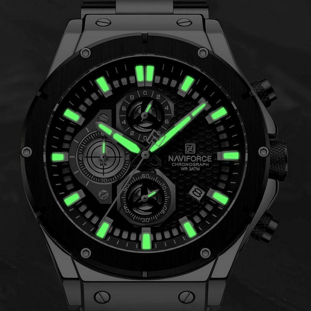 Relógio Masculino Quartzo Pulseira De Aço Inoxidável Casual Esportivo Prata - 6