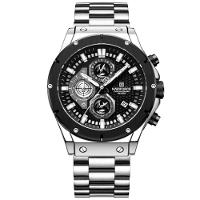 Relógio Masculino Quartzo Pulseira De Aço Inoxidável Casual Esportivo Prata - 1