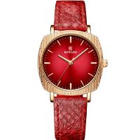 Relógio De Quartzo Feminino Com Estampa Cobra Animal Print Pulseira De Couro Vermelho - 1
