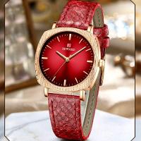 Relógio De Quartzo Feminino Com Estampa Cobra Animal Print Pulseira De Couro Vermelho - 3
