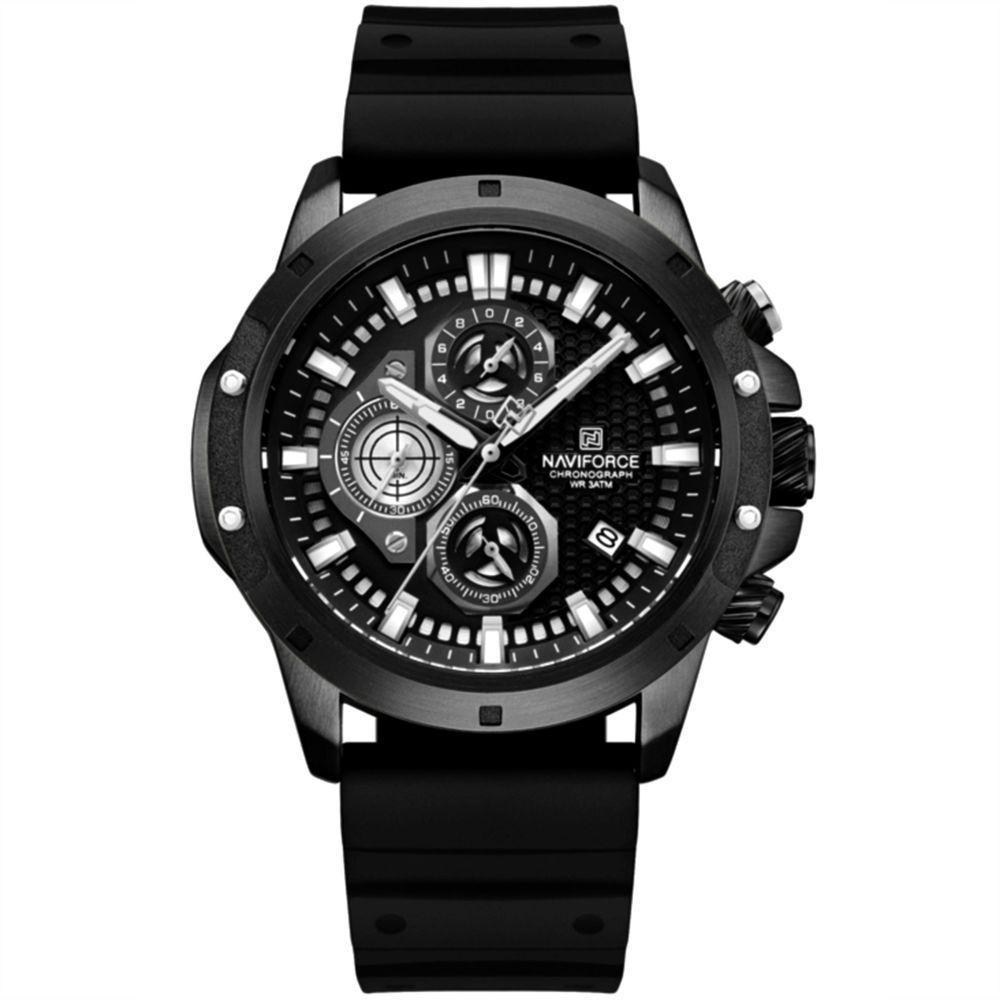 Relógio De Pulso Masculino Com Pulseira De Silicone Quartzo Preto - 1