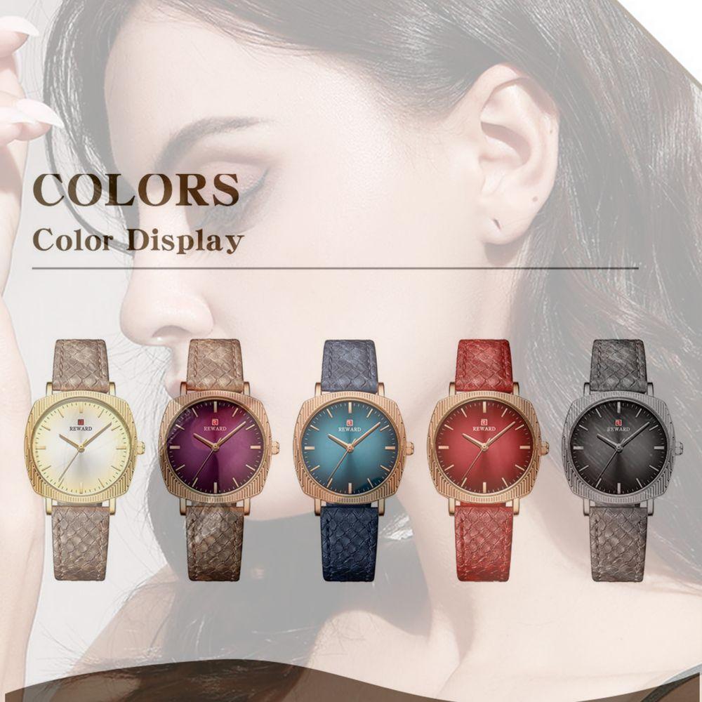 Relógio De Quartzo Feminino Com Estampa Cobra Animal Print Pulseira De Couro Roxo - 3