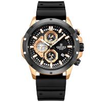 Relógio De Pulso Masculino Com Pulseira De Silicone Quartzo Preto Rose - 1