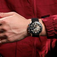 Relógio De Pulso Masculino Com Pulseira De Silicone Quartzo Preto Rose