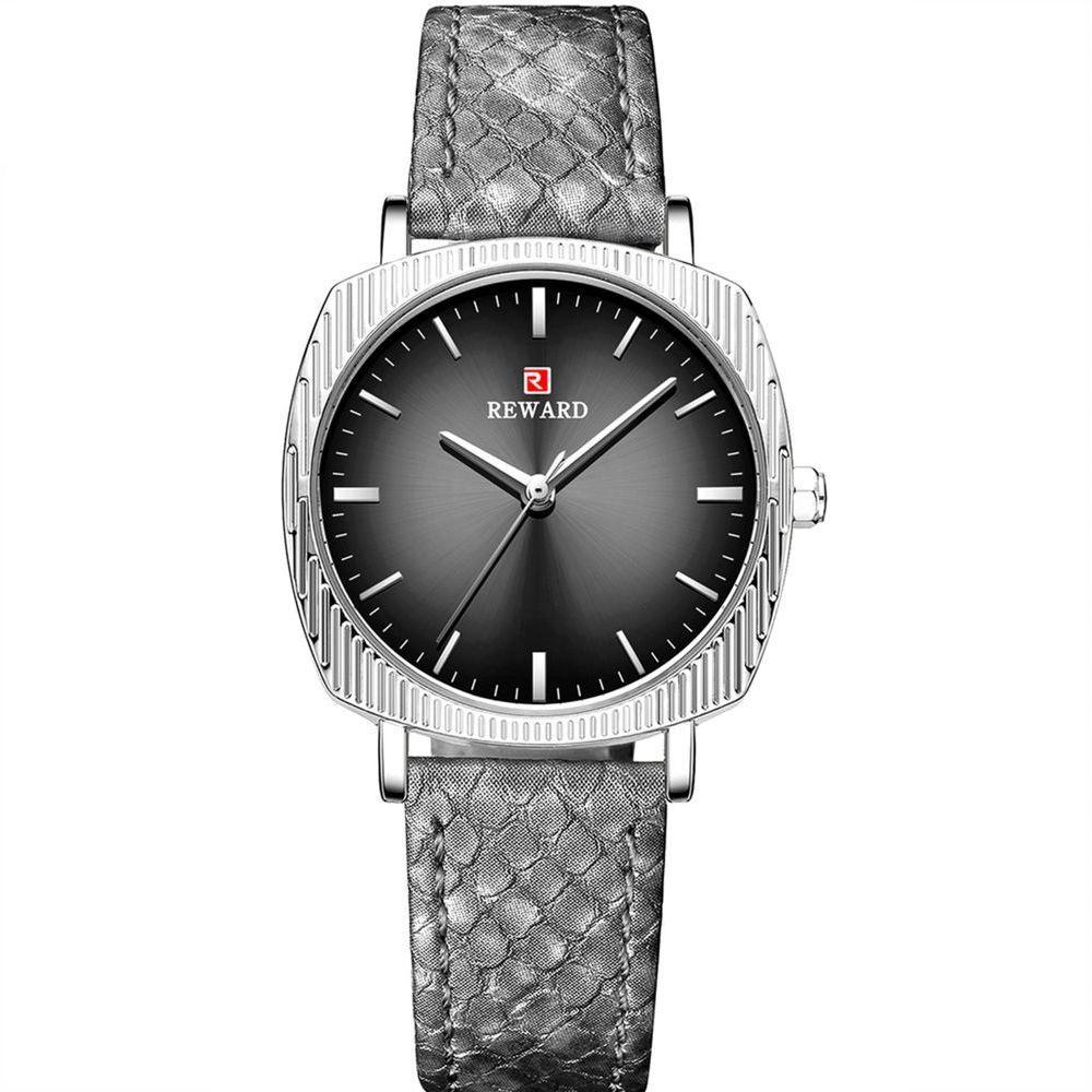 Relógio De Quartzo Feminino Com Estampa Cobra Animal Print Pulseira De Couro Cinza - 1