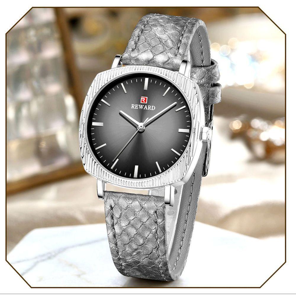 Relógio De Quartzo Feminino Com Estampa Cobra Animal Print Pulseira De Couro Cinza - 3