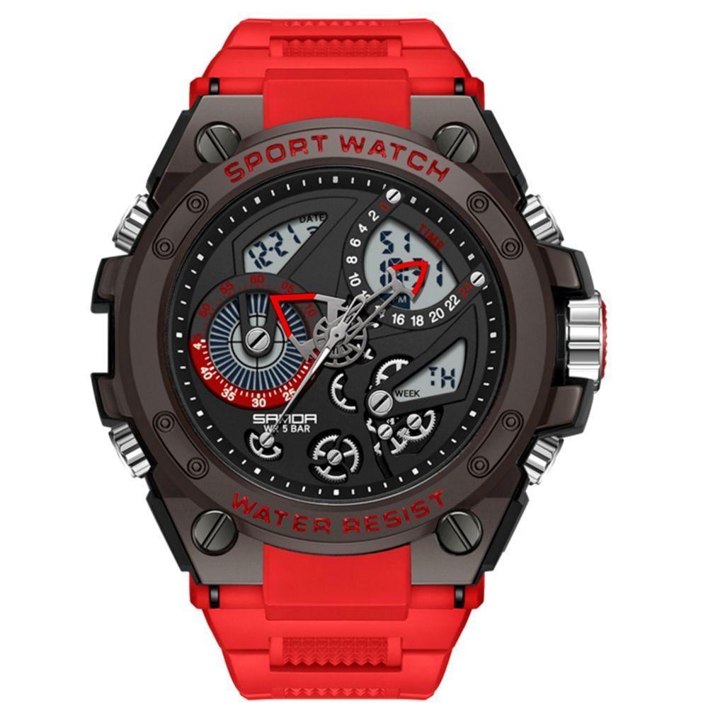 Relógio Masculino Dual Display Esportivo Vermelho - 2