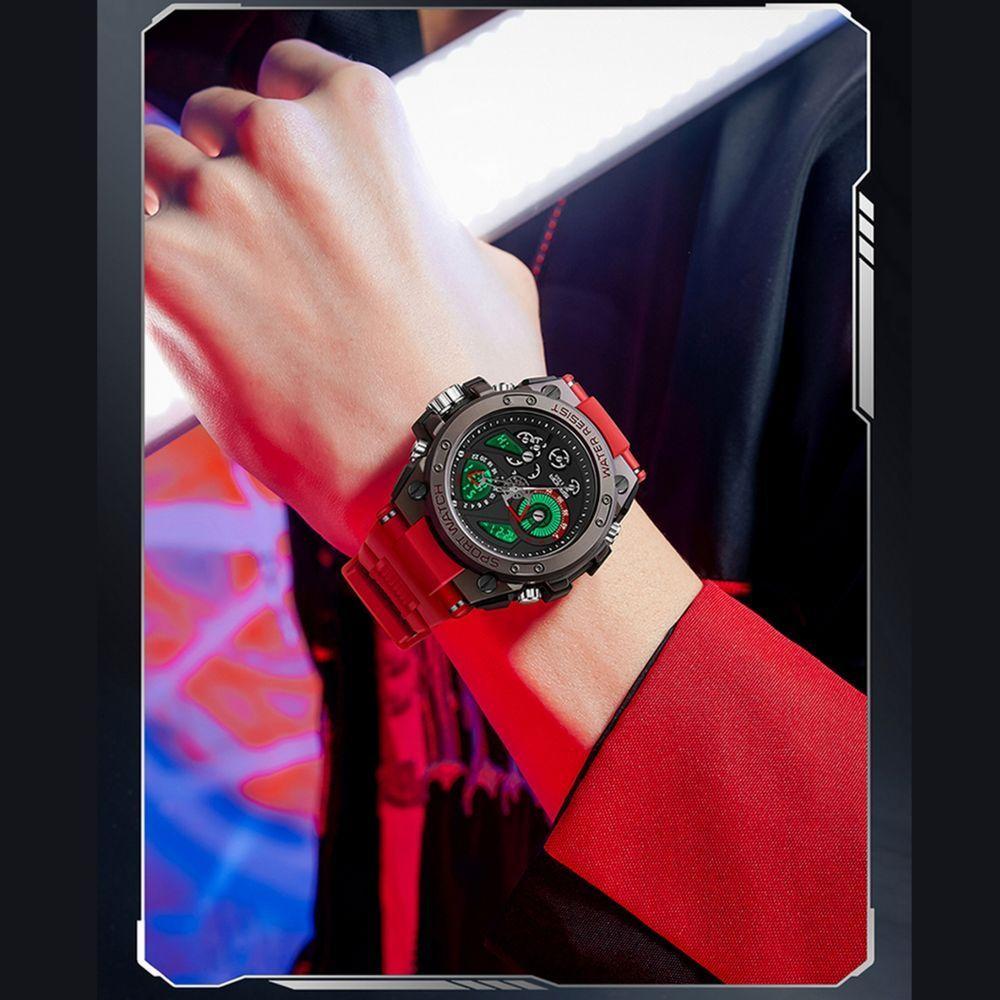 Relógio Masculino Dual Display Esportivo Vermelho - 3