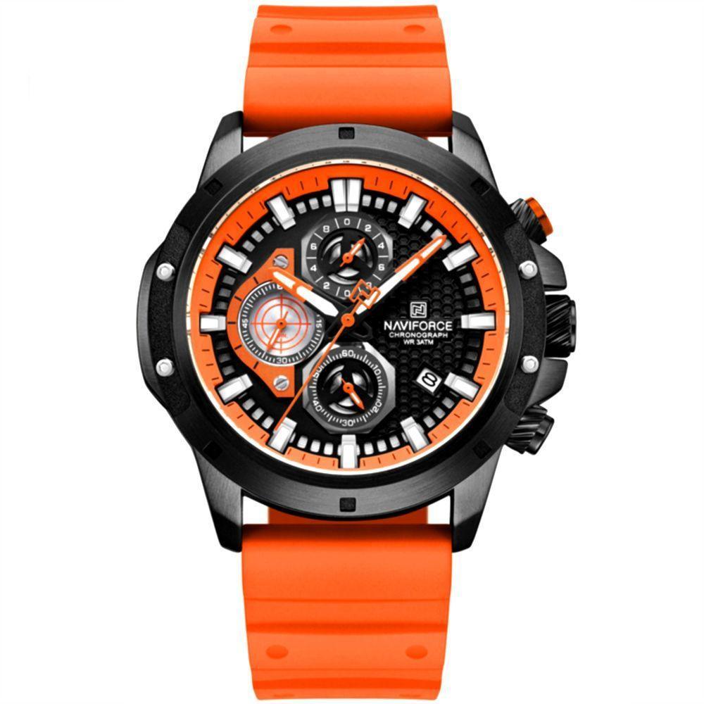Relógio De Pulso Masculino Com Pulseira De Silicone Quartzo Laranja - 1