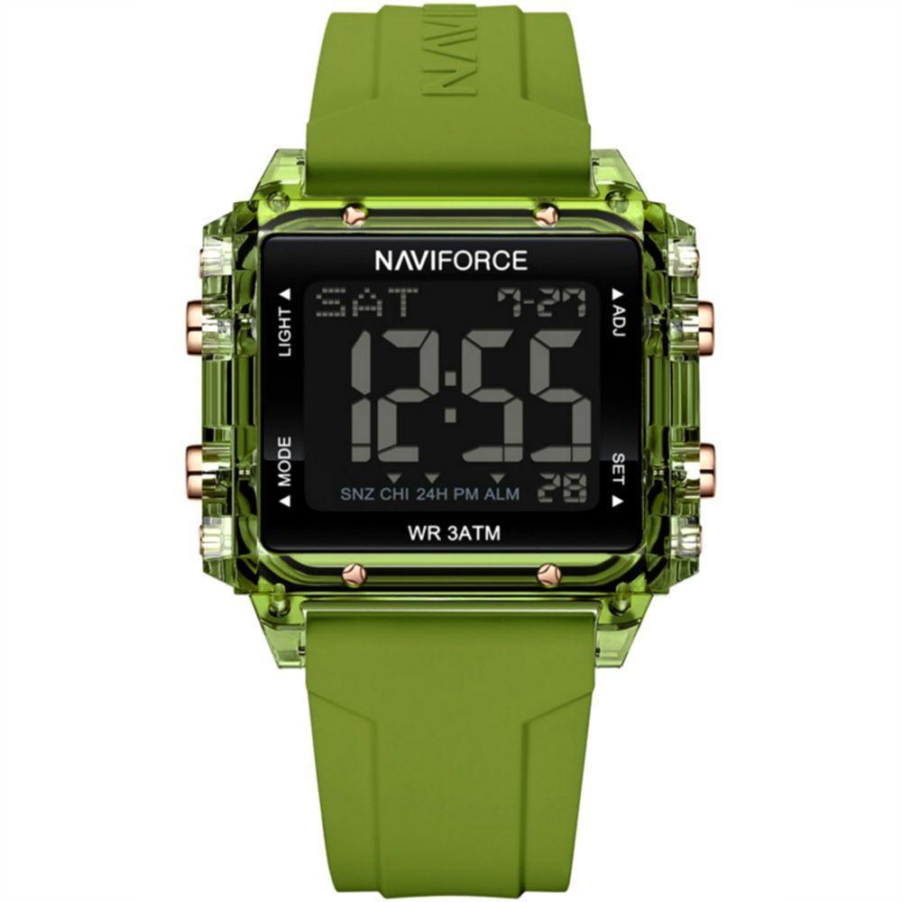 Relógio Esportivo Feminino Quadrado Digital Pulseira De Silicone Verde Musgo - 1