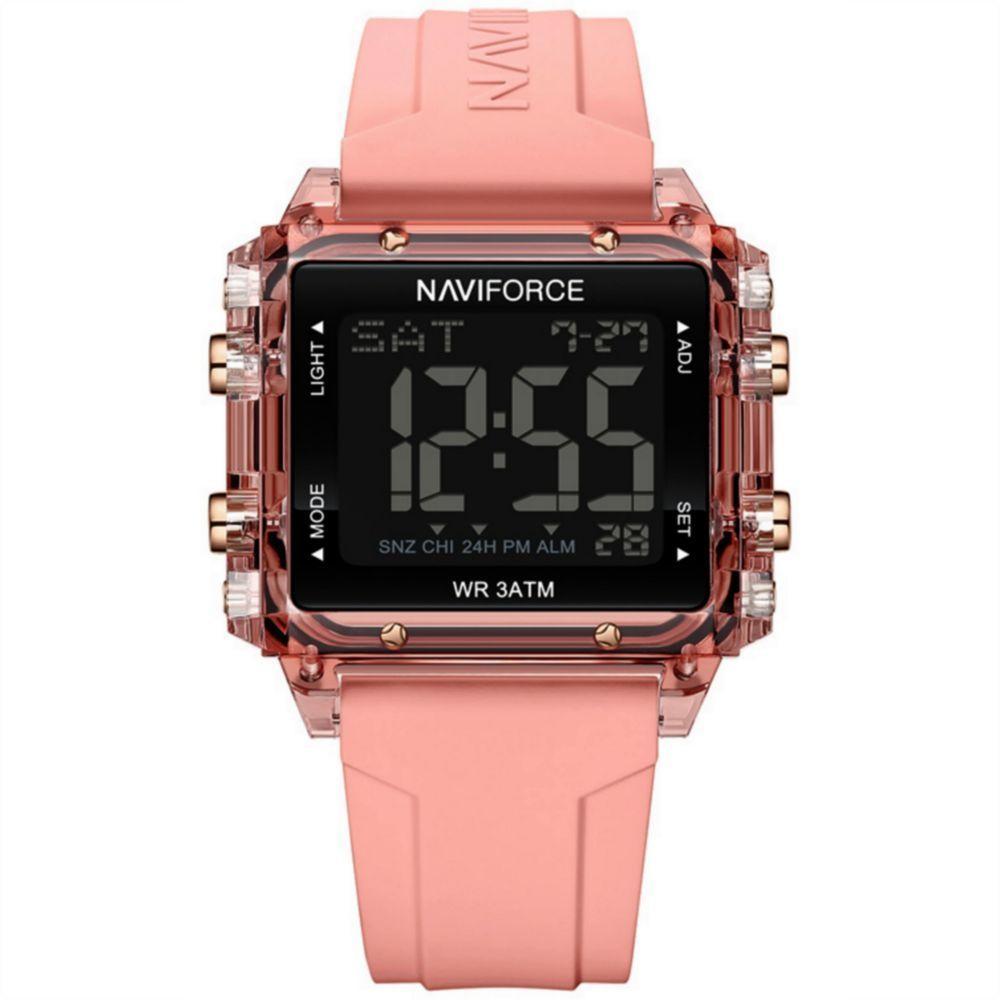 Relógio Esportivo Feminino Quadrado Digital Pulseira De Silicone Rosa - 1
