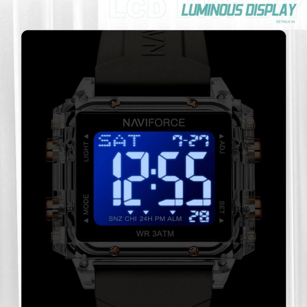 Relógio Esportivo Feminino Quadrado Digital Pulseira De Silicone Cinza - 4