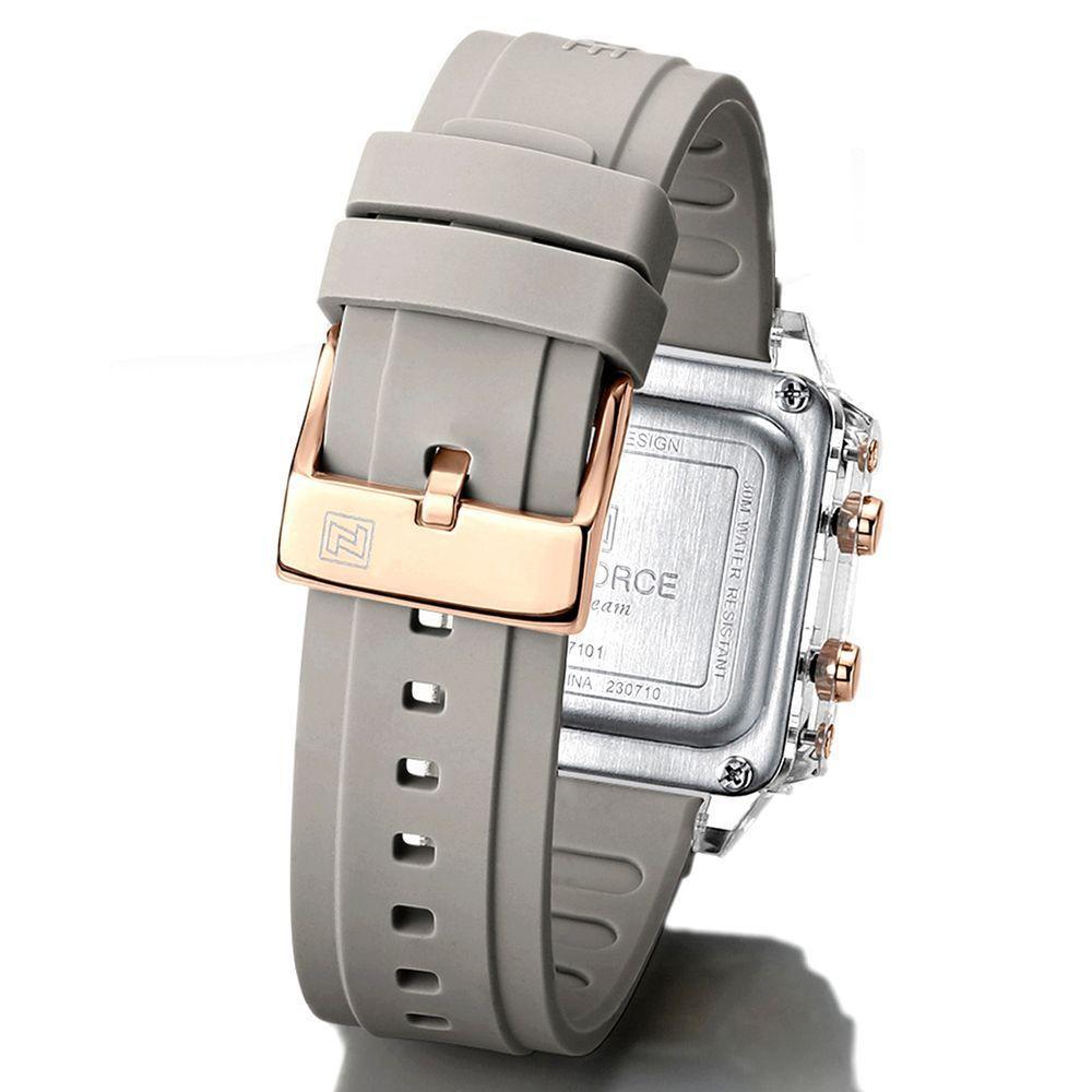 Relógio Esportivo Feminino Quadrado Digital Pulseira De Silicone Cinza - 7