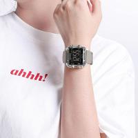 Relógio Esportivo Feminino Quadrado Digital Pulseira De Silicone Cinza - 2