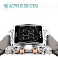 Relógio Esportivo Feminino Quadrado Digital Pulseira De Silicone Cinza - 6