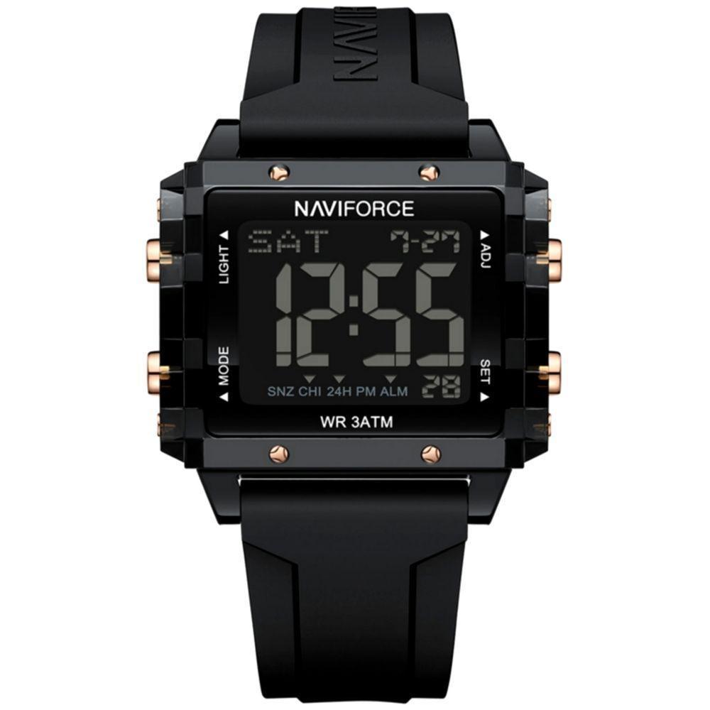 Relógio Esportivo Feminino Quadrado Digital Pulseira De Silicone Preto - 1