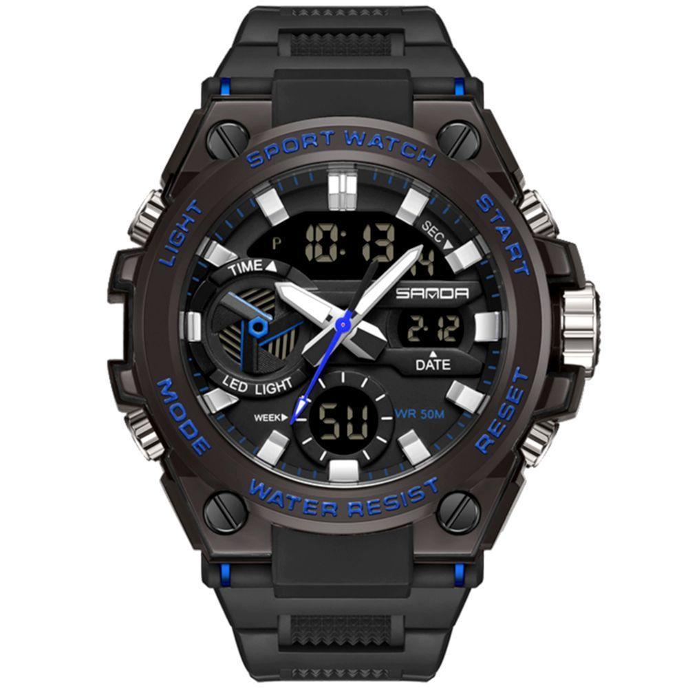 Relógio Esportivo Masculino Dual Display Digital Led Azul - 3