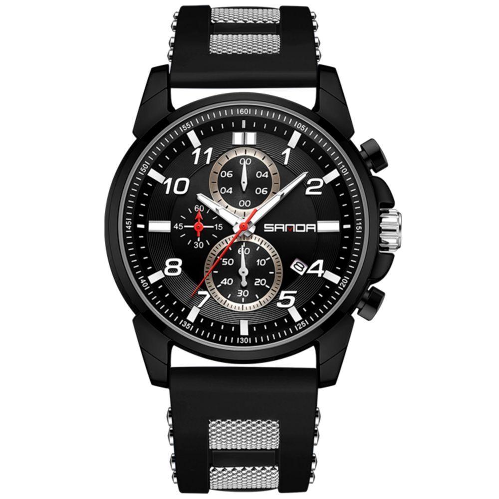 Relógios De Pulso Masculino Pulseira Silicone Design Classico Preto - 1