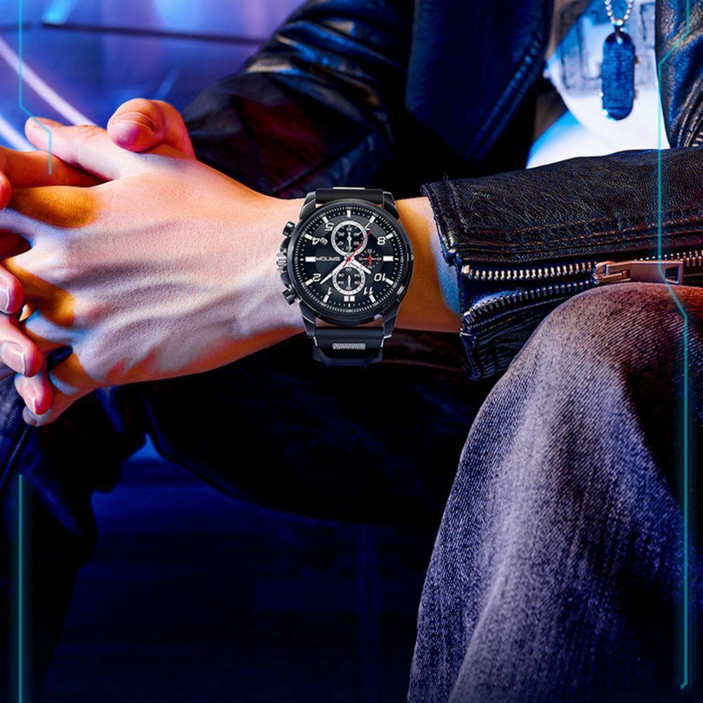 Relógios De Pulso Masculino Pulseira Silicone Design Classico Preto - 3