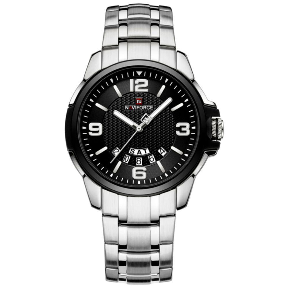 Relógio De Pulso Em Aço Inoxidável Clássico Esportivo Nf9215s Preto - 1