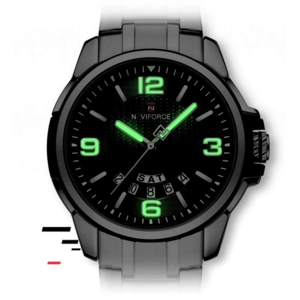 Relógio De Pulso Em Aço Inoxidável Clássico Esportivo Nf9215s Preto - 5