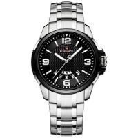 Relógio De Pulso Em Aço Inoxidável Clássico Esportivo Nf9215s Preto - 1