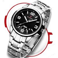 Relógio De Pulso Em Aço Inoxidável Clássico Esportivo Nf9215s Preto - 8