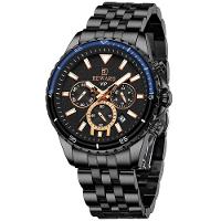 Relógio De Pulso Masculino De Quartzo Em Aço Inoxidavel 3atm Preto - 1