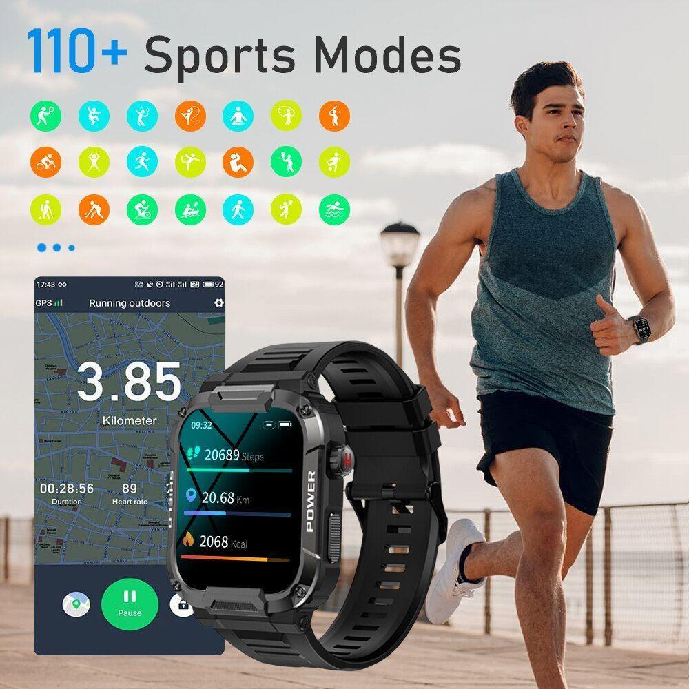 Relógio Inteligente Homens Bluetooth Chamada Smartwatch Mk66 Preto - 2
