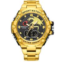Relógio Masculino De Aço Inoxidavel Esportivo Dourado - 1