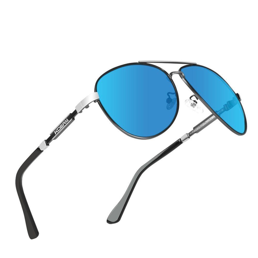 Óculos De Sol Masculino Polarizados Design Piloto Uv 400 Kdeam Azul - 1