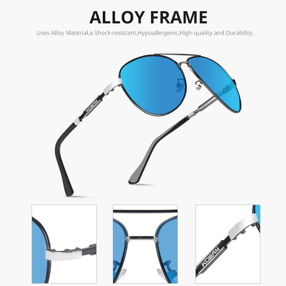 Óculos De Sol Masculino Polarizados Design Piloto Uv 400 Kdeam Azul - 4