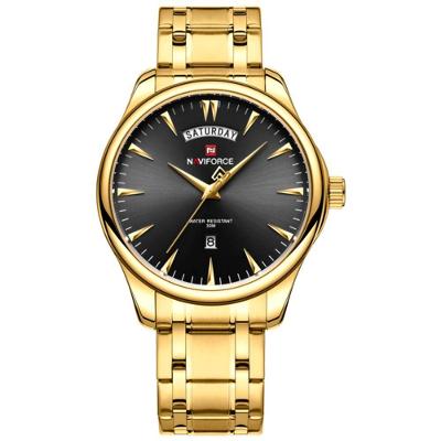 Relógio Masculino De Luxo Em Aço Inoxidável Quartzo Dourado Preto