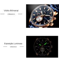 Relógio De Pulso Esportivo Masculino Com Pulseira De Aço Inoxidável Azul